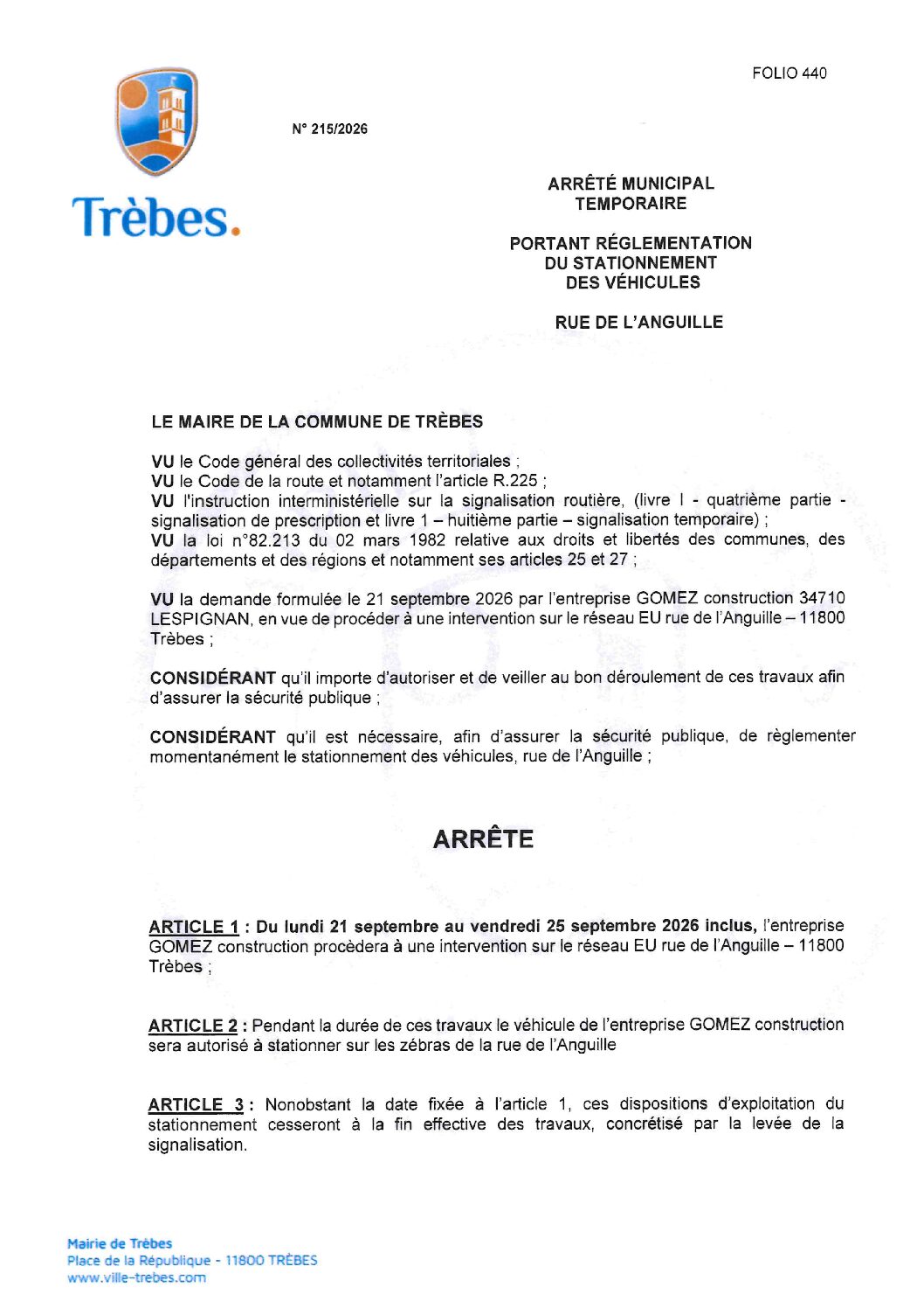 Aperçu du fichier 215.26 Entreprise GOMEZ rue de l&rsquo;Anguille Intervention sur le réseau EU 