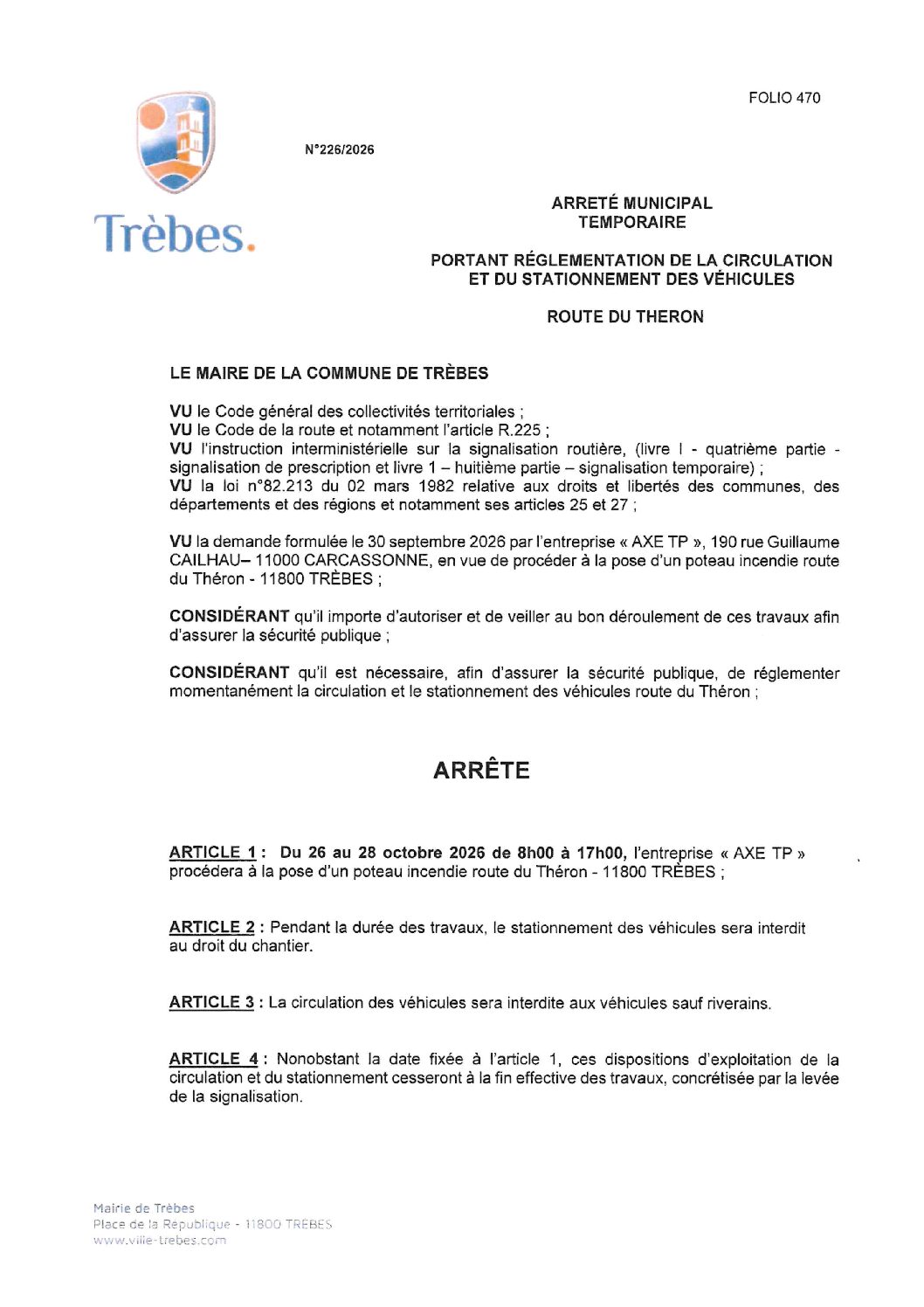 Aperçu du fichier AXE TP route du Théron pose d&rsquo;un poteau incendie 